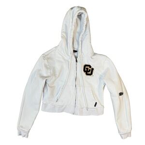 Hype And Vice CU Boulder University Of Colorado White Zip Up Hoodie Size Small